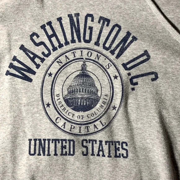 Mens WASHINGTON D.C. United States Nations Capital Gray HOODIE Sweatshirt - Picture 2 of 14